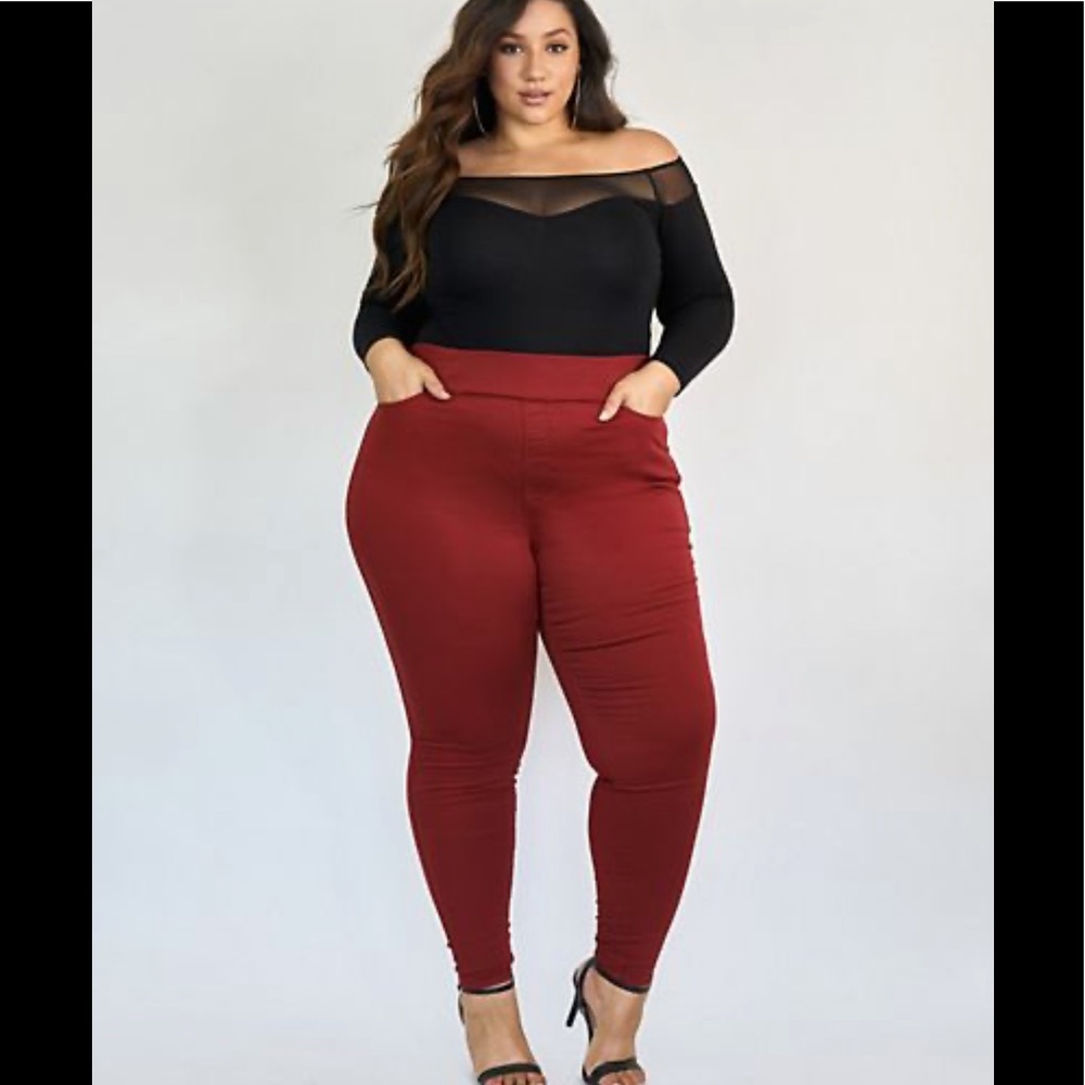 Burgundy High-Rise Jeggings